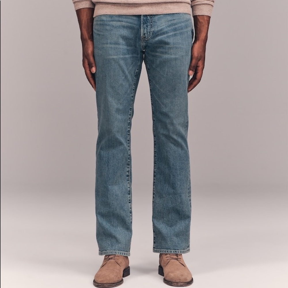 NWT Men’s Size 28 Abercrombie & Fitch Bootcut Stretch Jeans In Blue 28” X 28” - Picture 1 of 11